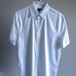 Men's Express Button Down Short Sleeve Shirt (White)